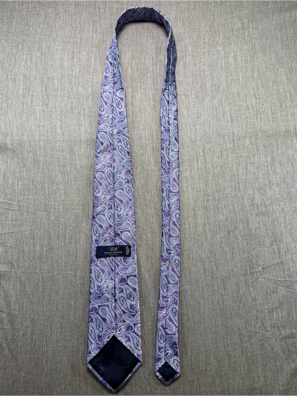 Brooks Brothers Purple and Silver Paisley Silk Tie